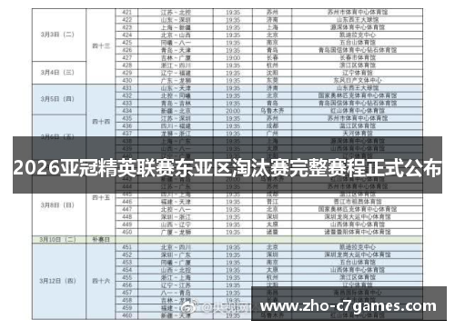 2026亚冠精英联赛东亚区淘汰赛完整赛程正式公布